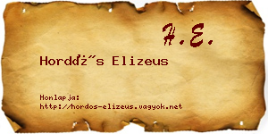 Hordós Elizeus névjegykártya